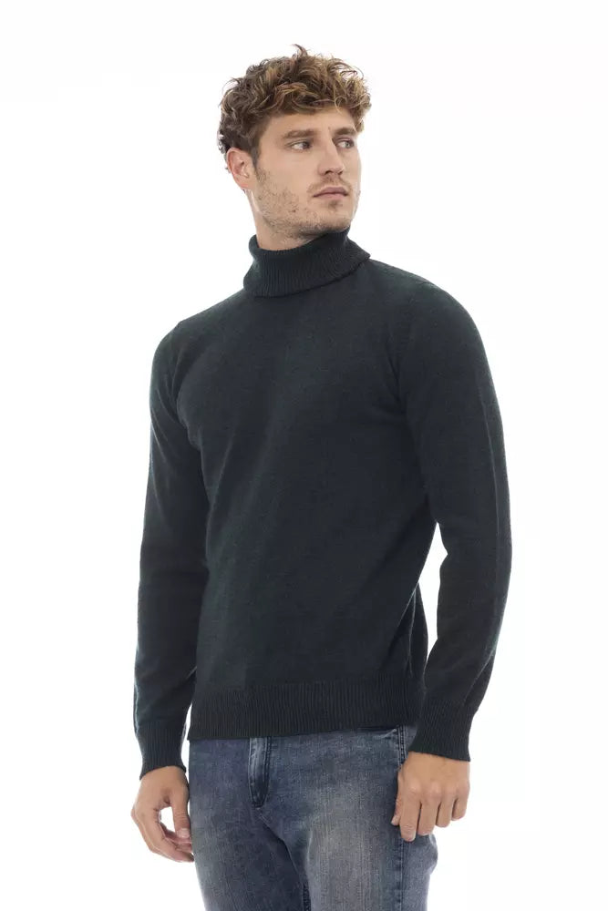 Alpha Studio Elegant Turtleneck Woolen Sweater in Rich Green