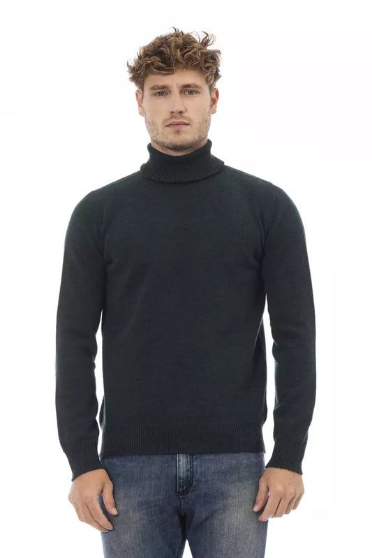 Alpha Studio Elegant Turtleneck Woolen Sweater in Rich Green