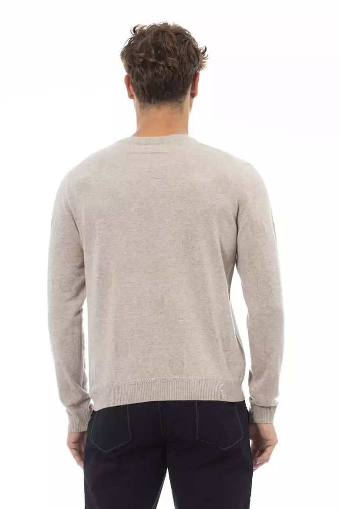 Alpha Studio Beige Crewneck Comfort Blend Sweater