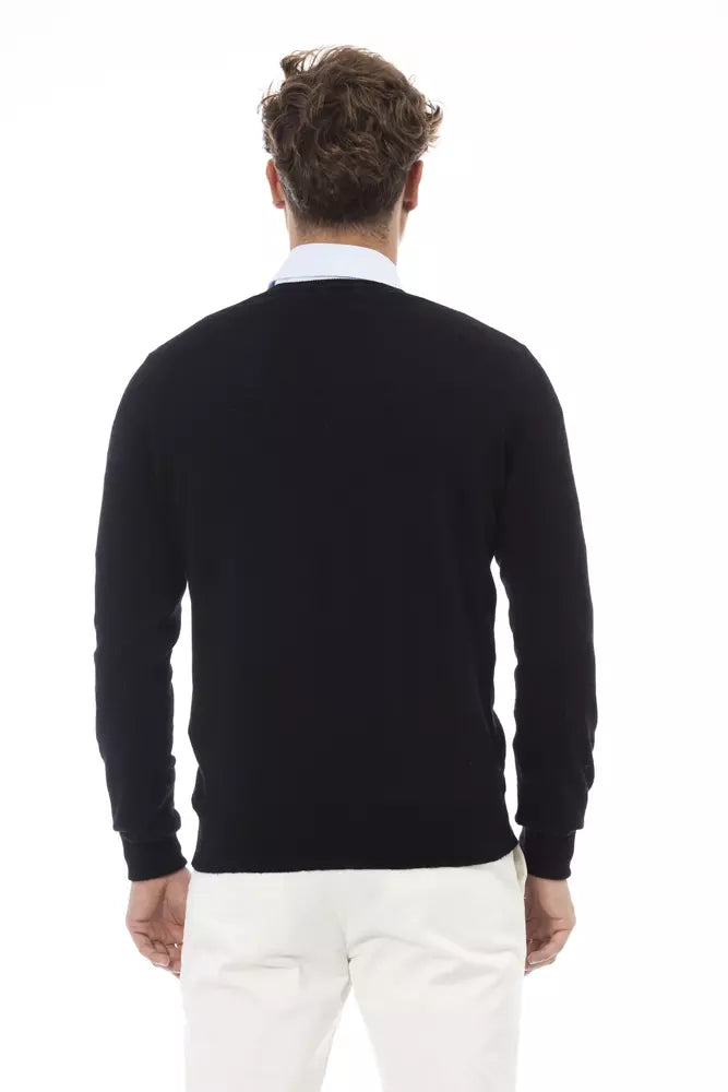 Alpha Studio Elegant V-Neck Wool Blend Sweater