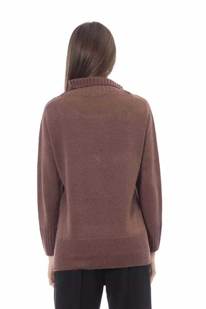 Alpha Studio Chic Turtleneck Sweater with Side Slits