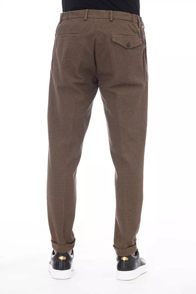 Distretto12 Elegant Brown Cotton Blend Trousers