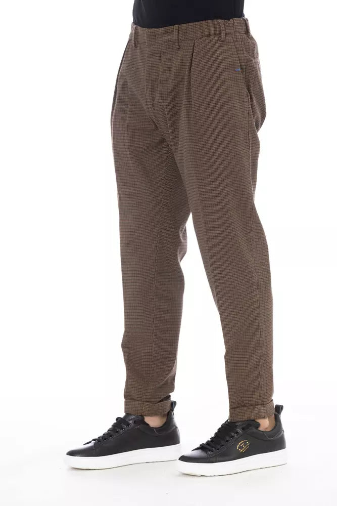 Distretto12 Elegant Brown Cotton Blend Trousers