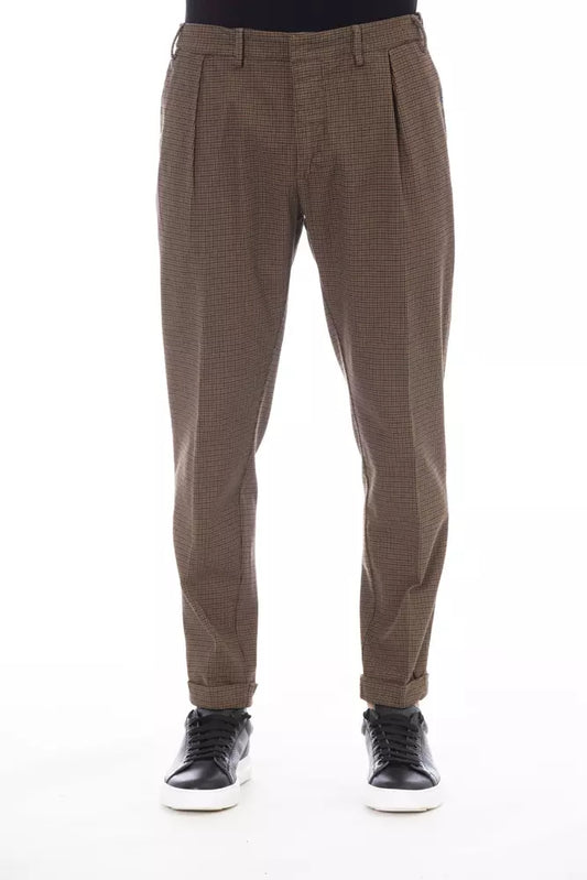 Distretto12 Elegant Brown Cotton Blend Trousers