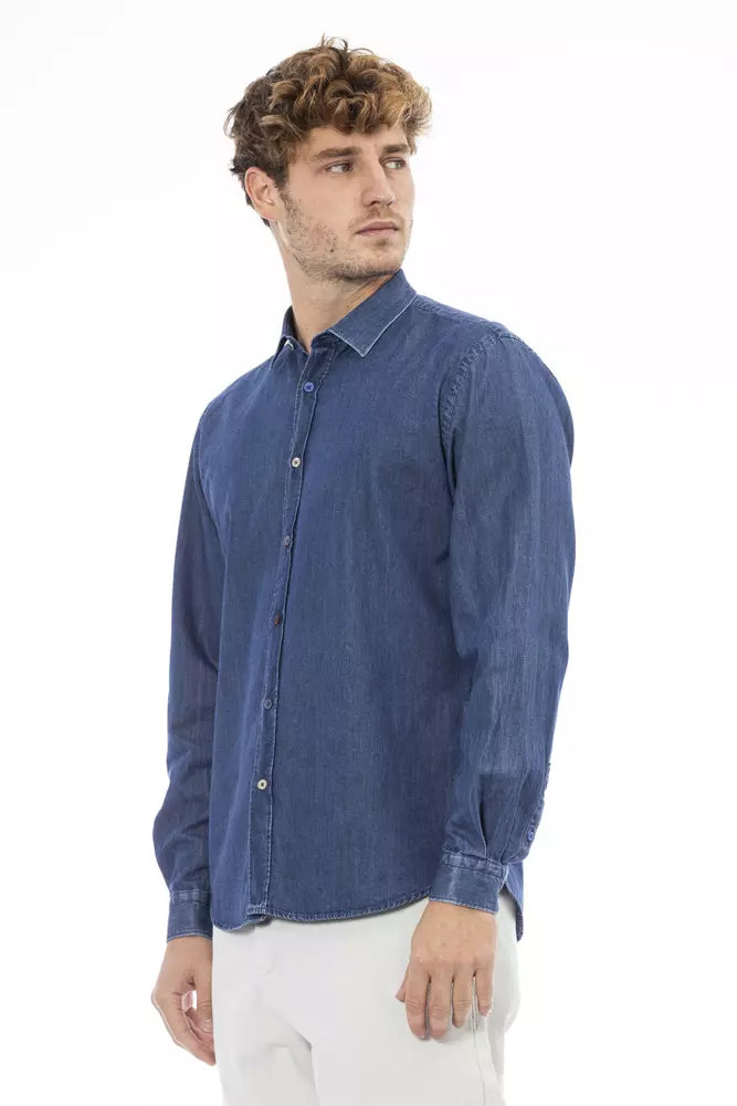 Distretto12 Chic Blue Slim Men's Italian Collar Shirt