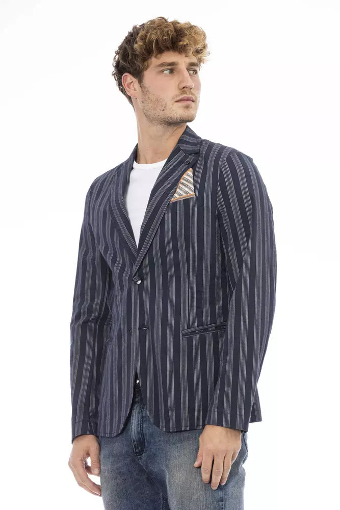 Distretto12 Chic Blue Cotton-Blend Classic Jacket