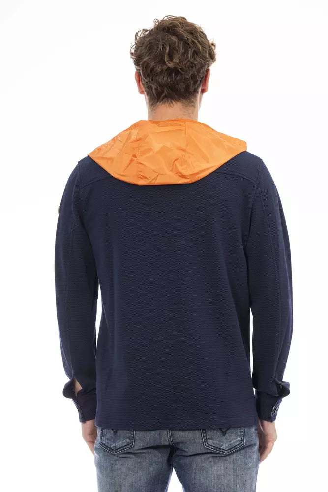 Distretto12 Sleek Waterproof Hooded Shirt in Blue