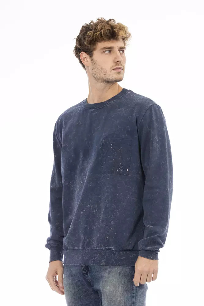 Distretto12 Chic Blue Fleece Sweater with Crew Neck