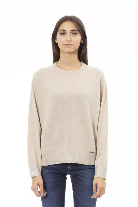 Baldinini Trend Elegant Beige Crew Neck Sweater for Women