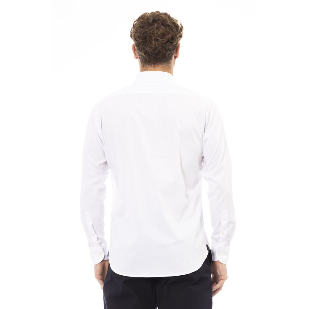 Baldinini Trend Crisp White Cotton Blend Shirt