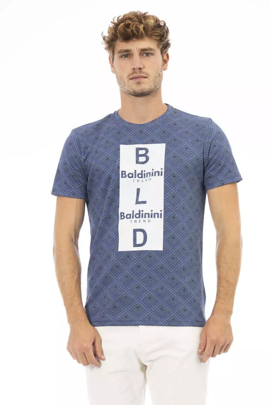 Baldinini Trend Elevated Blue Cotton Tee with Front Print