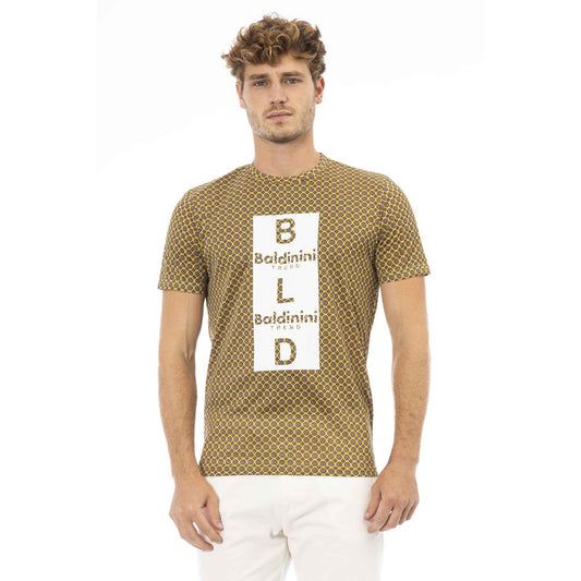 Baldinini Trend Elegant Gray Cotton Tee with Stylish Front Print