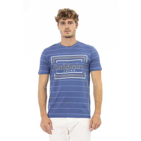 Baldinini Trend Elegant Blue Cotton Tee with Exclusive Print