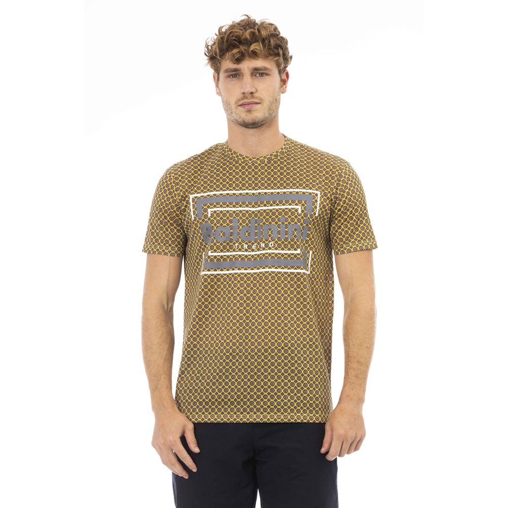 Baldinini Trend Elegant Gray Cotton Tee with Front Print