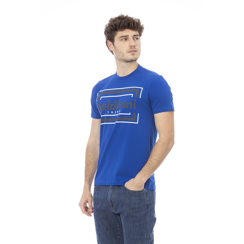 Baldinini Trend Chic Blue Cotton Tee with Elegant Front Print