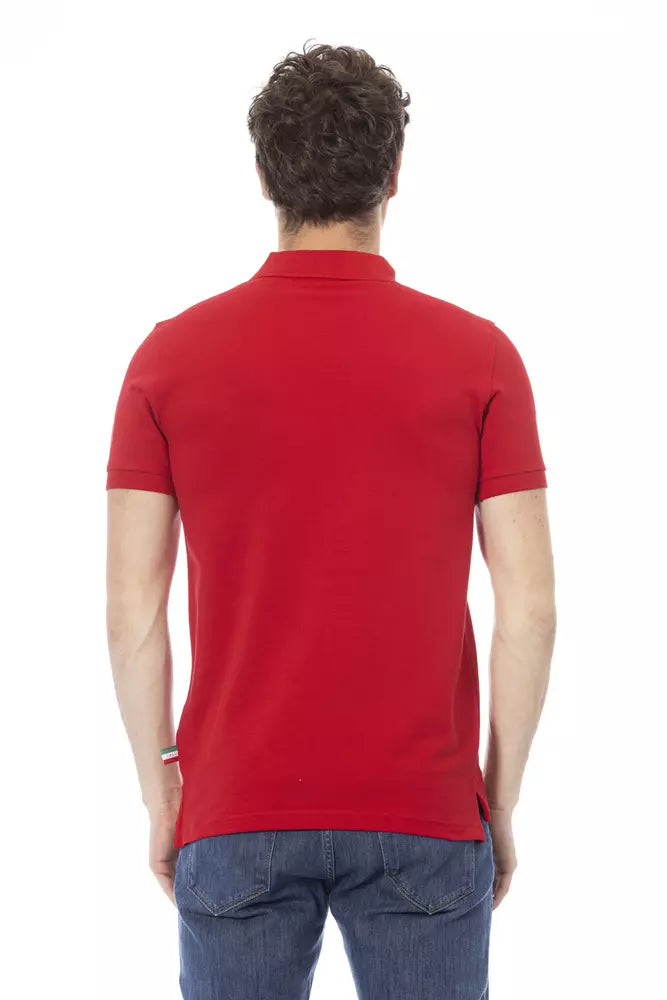 Baldinini Trend Elegant Red Cotton Polo with Chic Embroidery