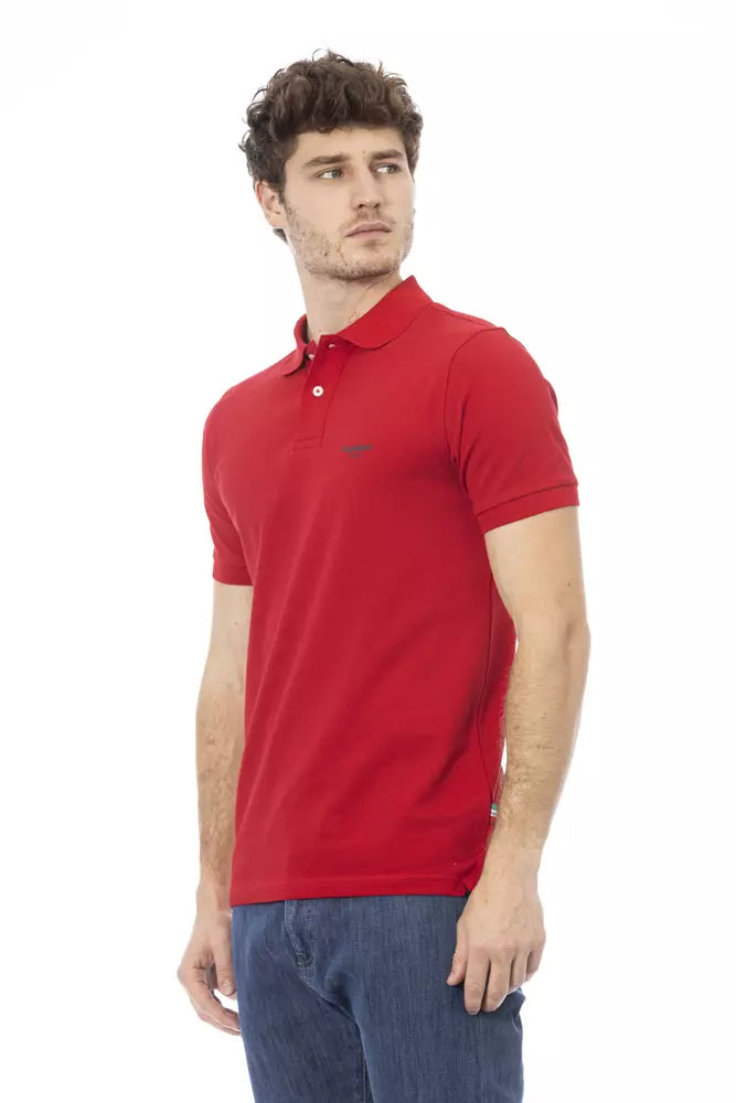 Baldinini Trend Elegant Red Cotton Polo with Chic Embroidery