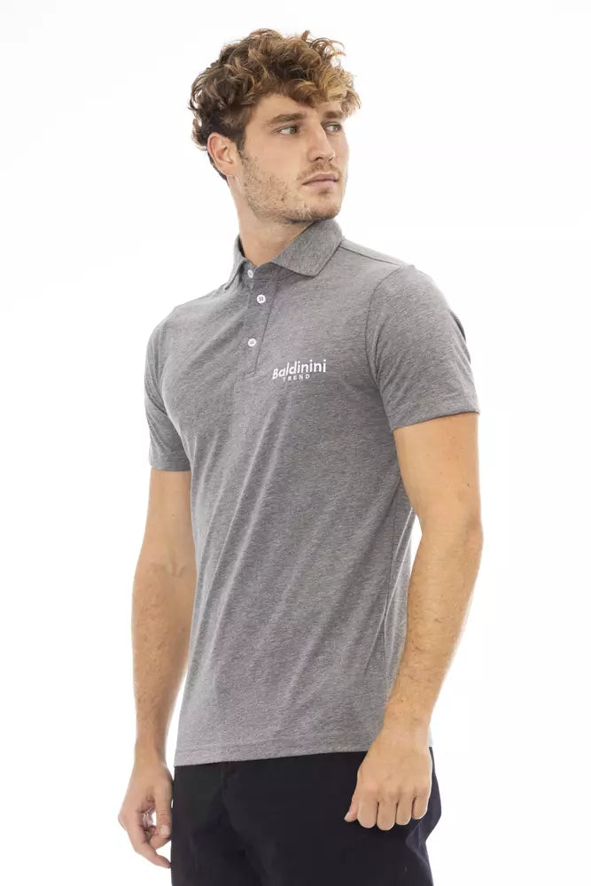 Baldinini Trend Refined Gray Cotton Polo with Embroidered Logo