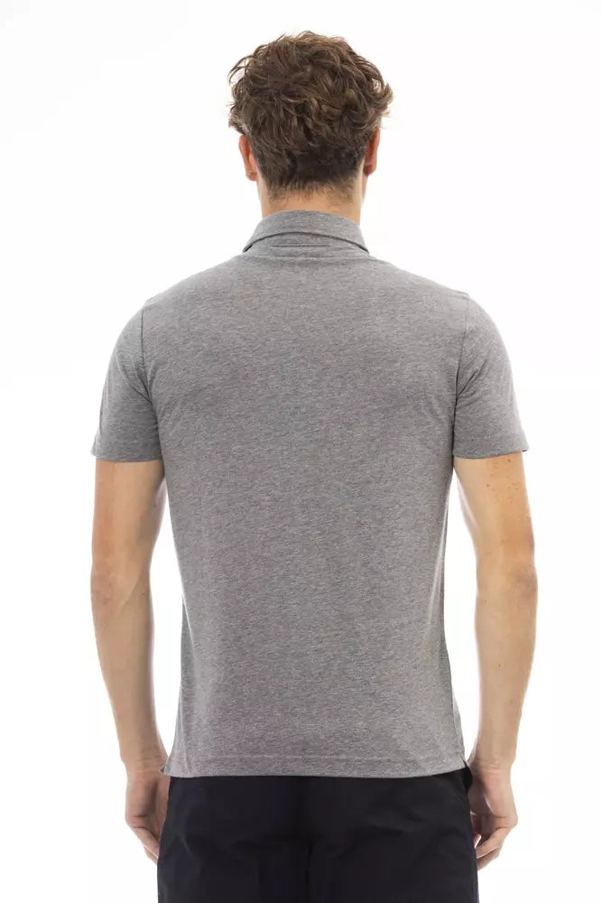 Baldinini Trend Refined Gray Cotton Polo with Embroidered Logo