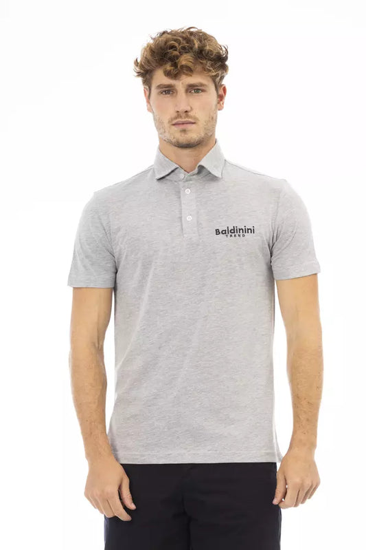 Baldinini Trend Chic Gray Embroidered Polo - Exquisite Cotton