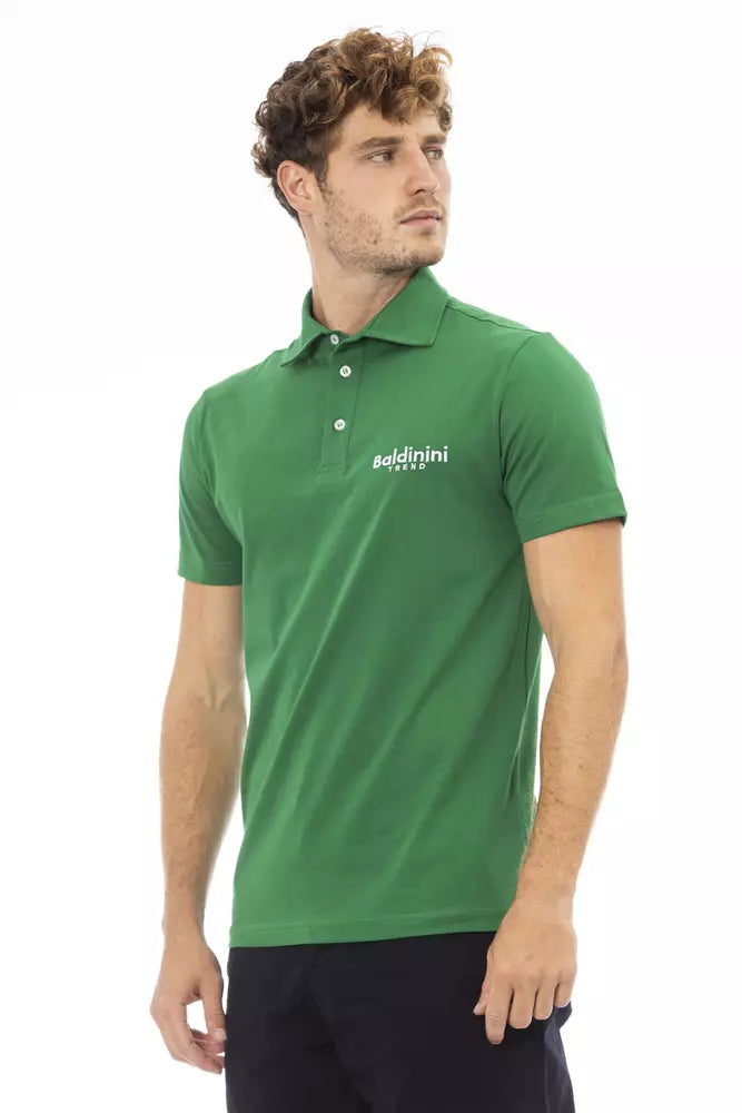 Baldinini Trend Chic Green Cotton Polo with Embroidered Logo