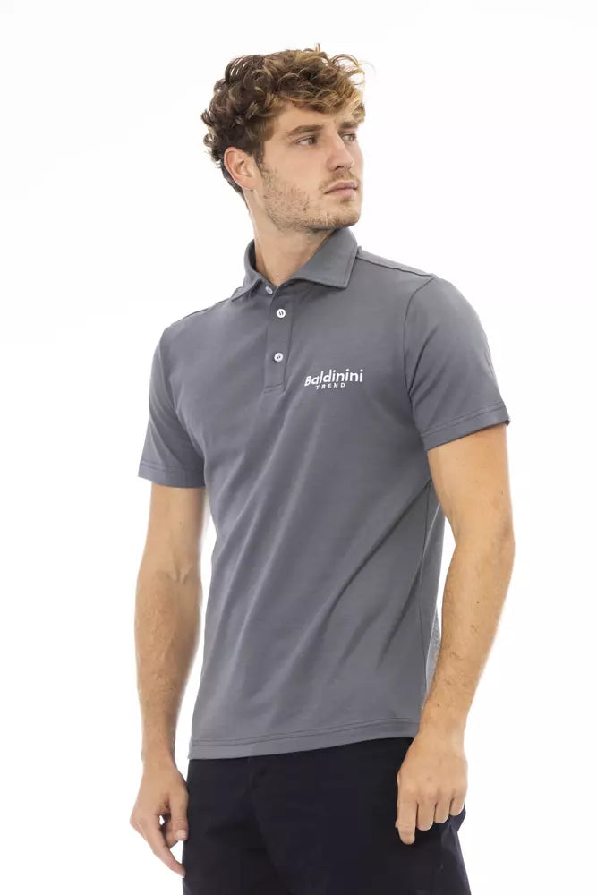 Baldinini Trend Elegant Gray Cotton Polo with Embroidered Logo