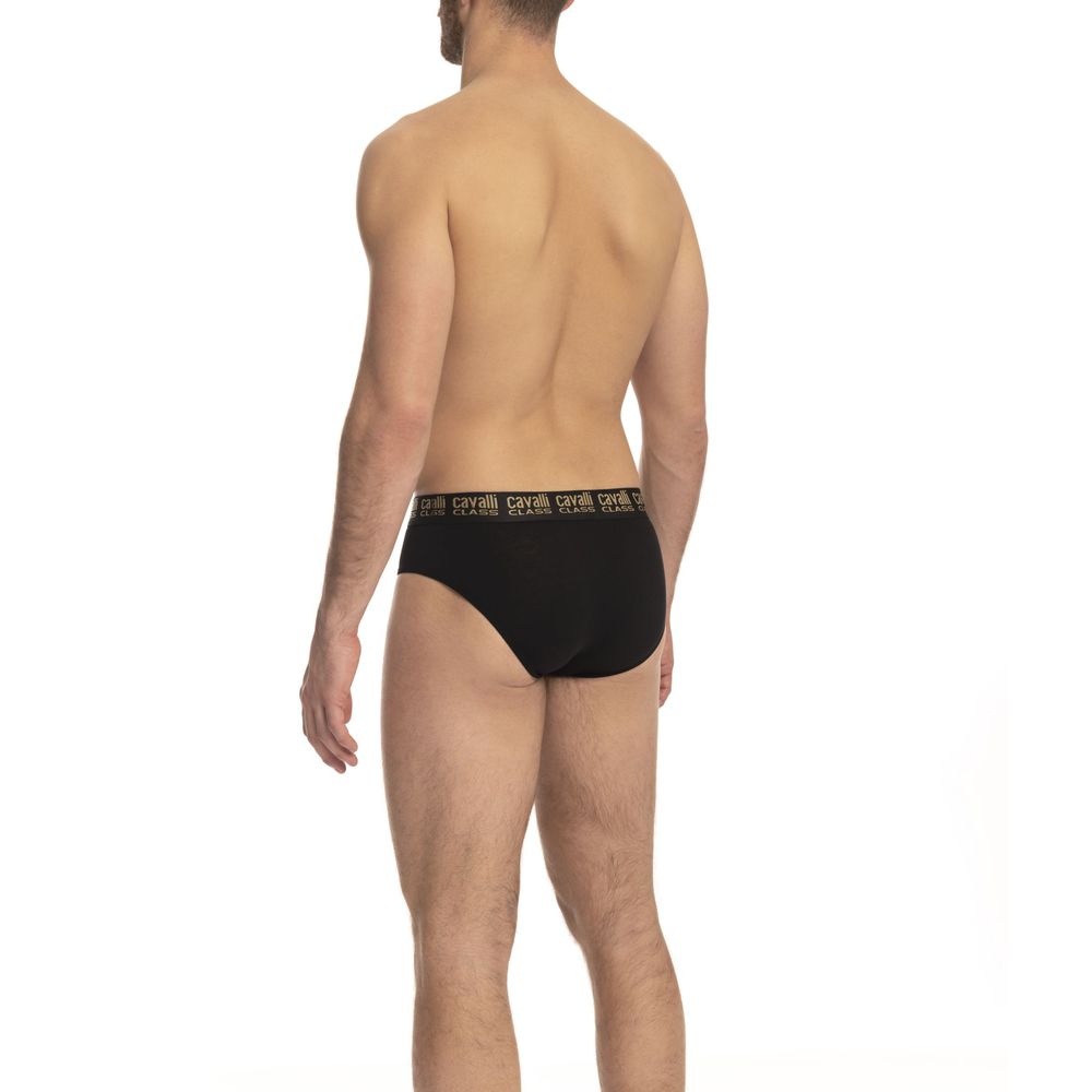 Cavalli Class Elegant Black Logo Band Briefs Duo