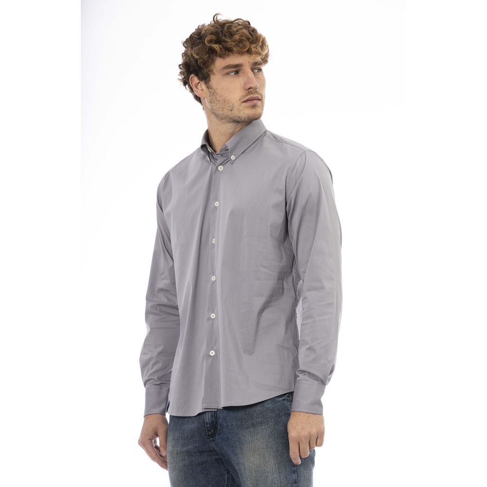 Baldinini Trend Elegant Gray Cotton Blend Shirt