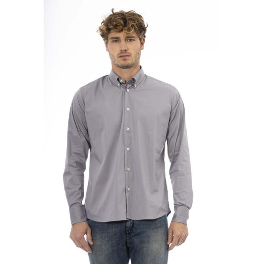 Baldinini Trend Elegant Gray Cotton Blend Shirt