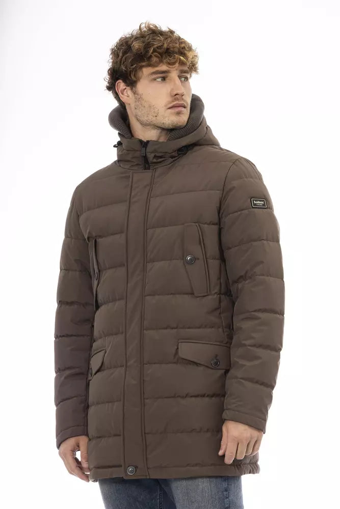 Baldinini Trend Elegant Brown Hooded Monogram Jacket