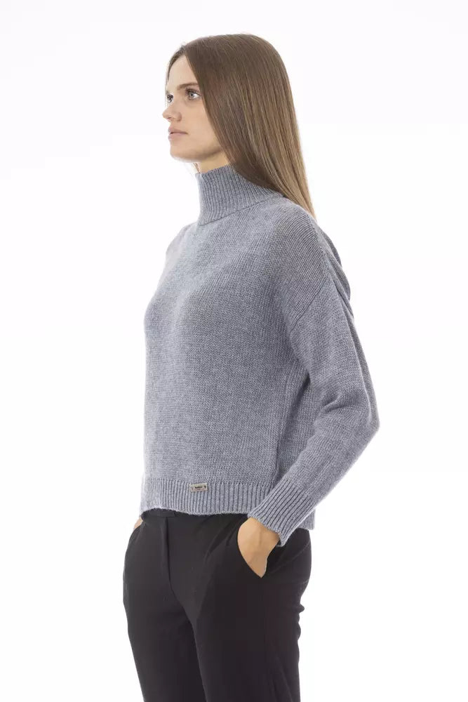 Baldinini Trend Volcanic Charm Gray Neck Sweater