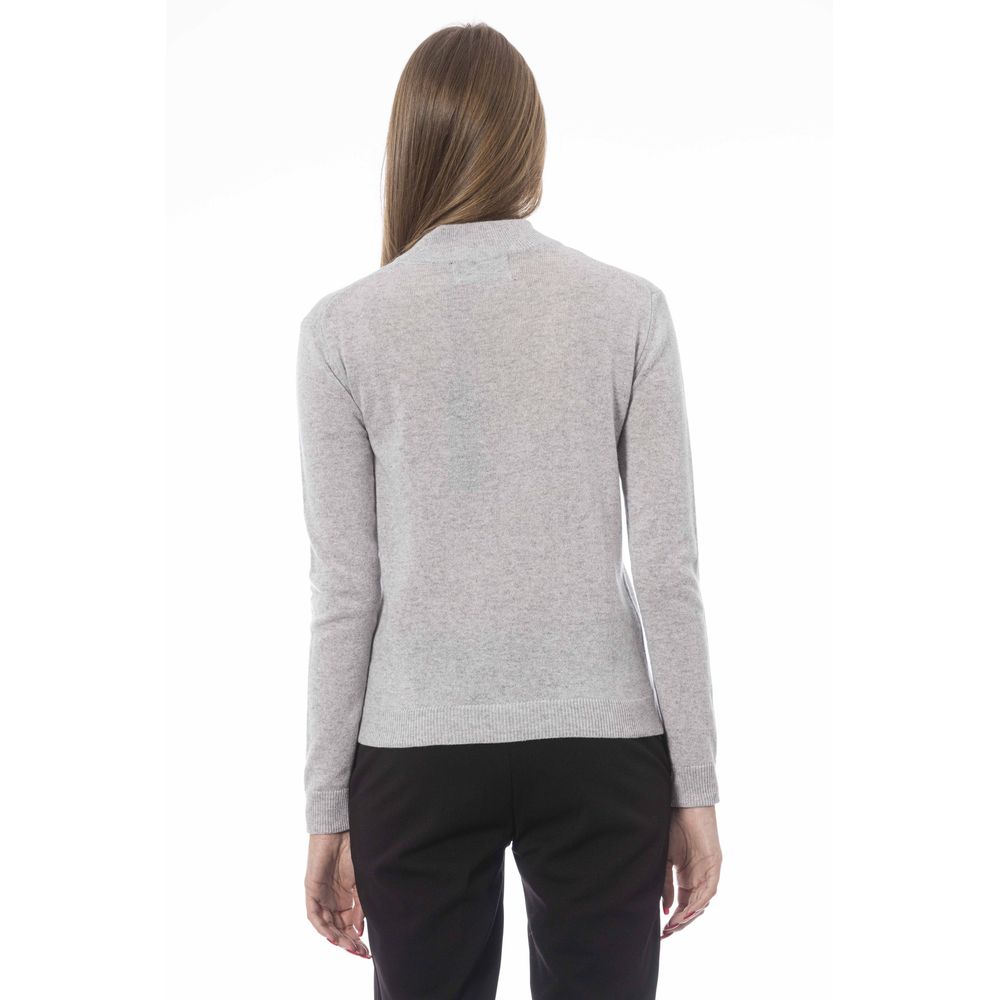 Baldinini Trend Elegant Gray Cashmere Blend Turtleneck Sweater