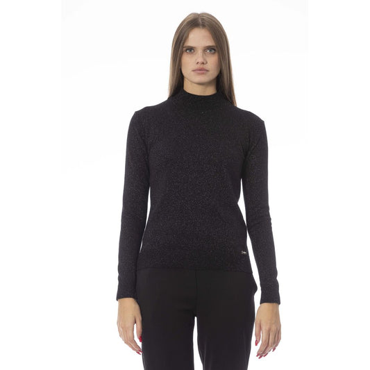 Baldinini Trend Elegant Black Turtleneck Cashmere Blend Sweater