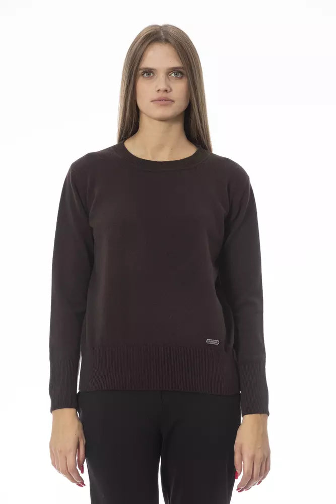 Baldinini Trend Chic Crew Neck Wool-Cashmere Blend Sweater