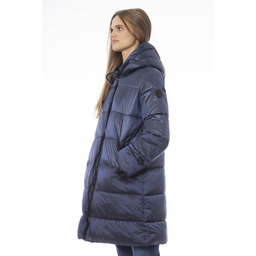 Baldinini Trend Chic Light Blue Long Down Jacket