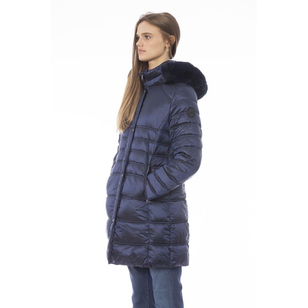 Baldinini Trend Elegant Light Blue Long Down Jacket