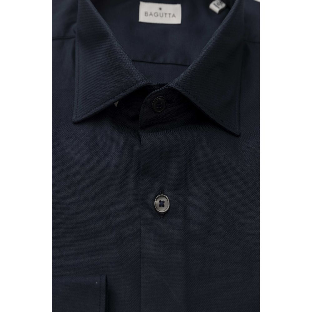 Bagutta Elegant Blue Cotton French Collar Shirt