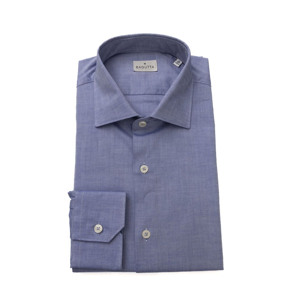 Bagutta Elegant Light Blue Cotton Shirt with French Collar