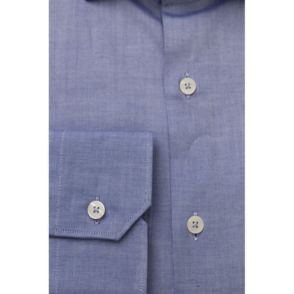 Bagutta Elegant Light Blue Cotton Shirt with French Collar