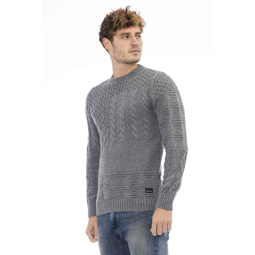 Distretto12 Elegant Gray Crewneck Wool Blend Sweater