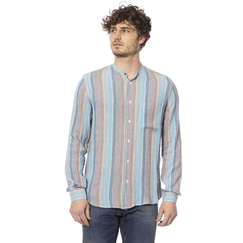 Distretto12 Elegant Light Blue Mandarincollar Shirt