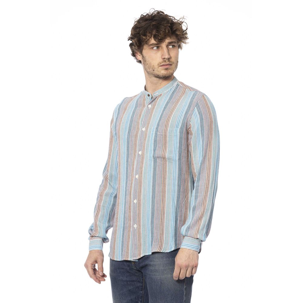 Distretto12 Elegant Light Blue Mandarincollar Shirt