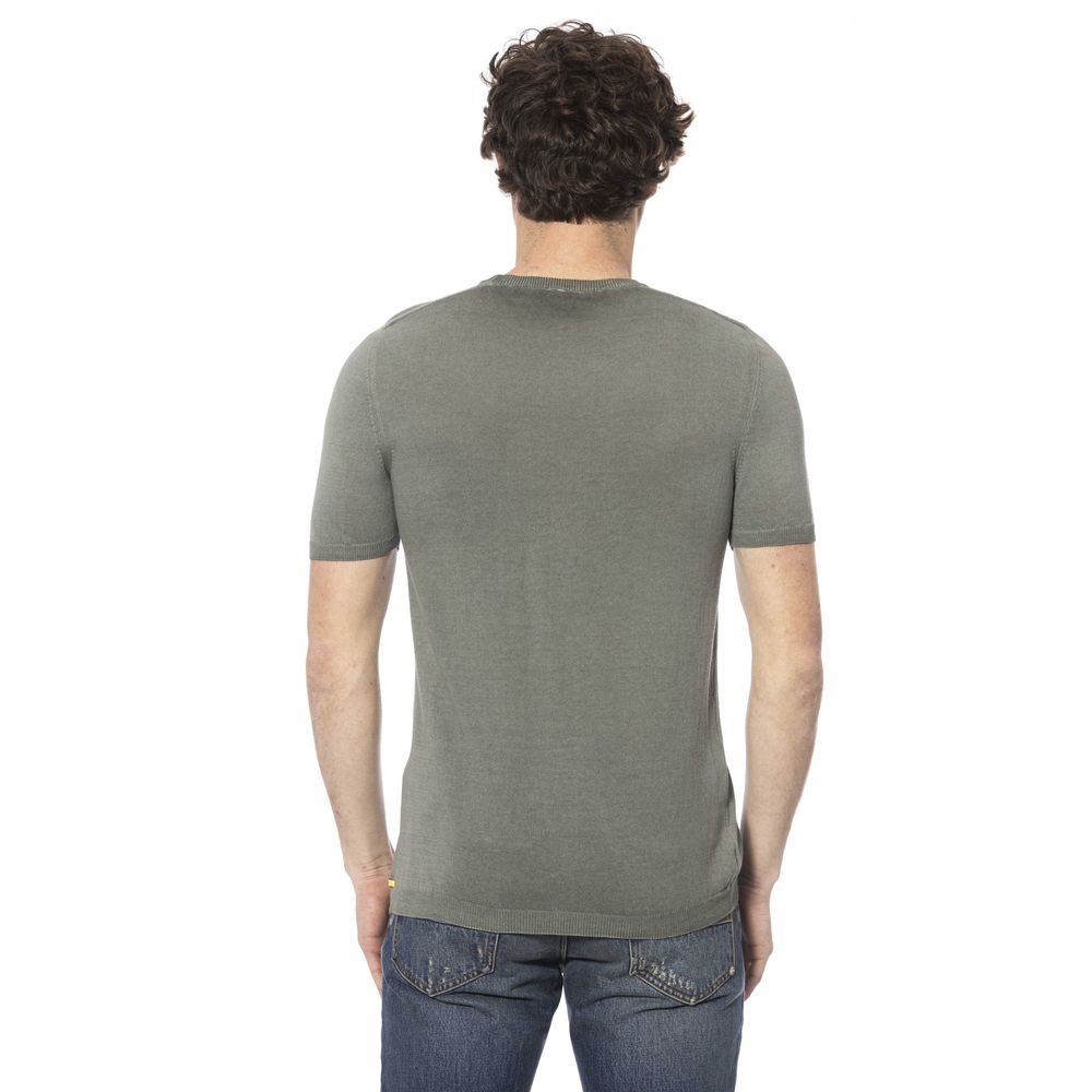 Distretto12 Army Green Crew Neck Cotton Tee