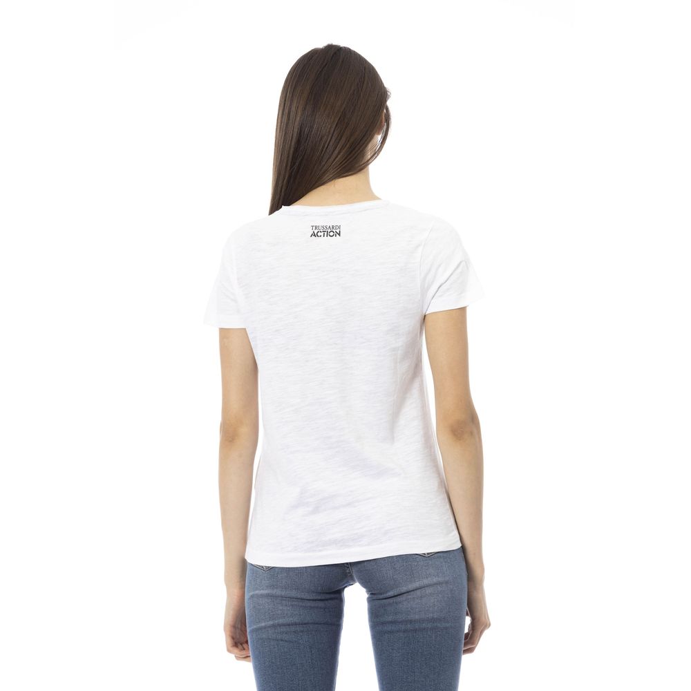 Trussardi Action Chic White Short Sleeve Tee with Exclusive Print