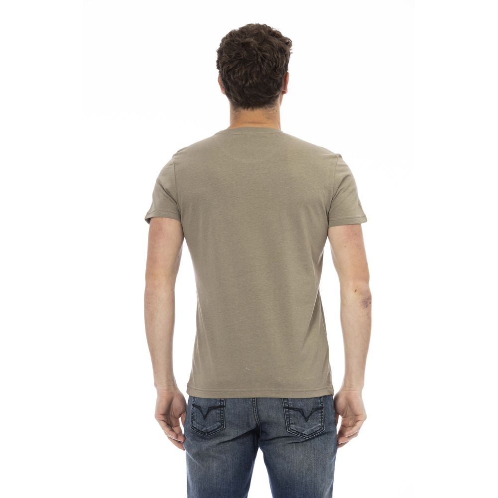 Trussardi Action Sleek Green Short Sleeve Tee with Chic Front Print