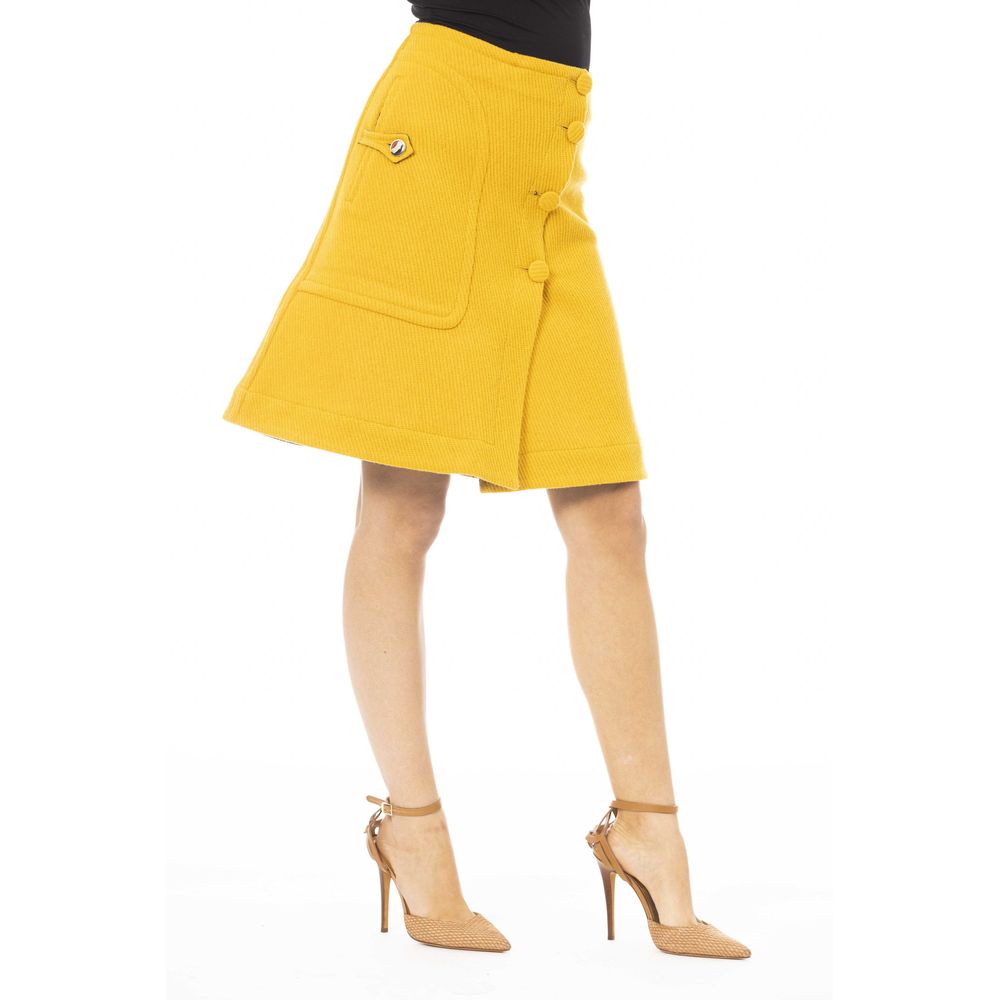 Jacob Cohen Elegant Yellow Wool-Blend Skirt