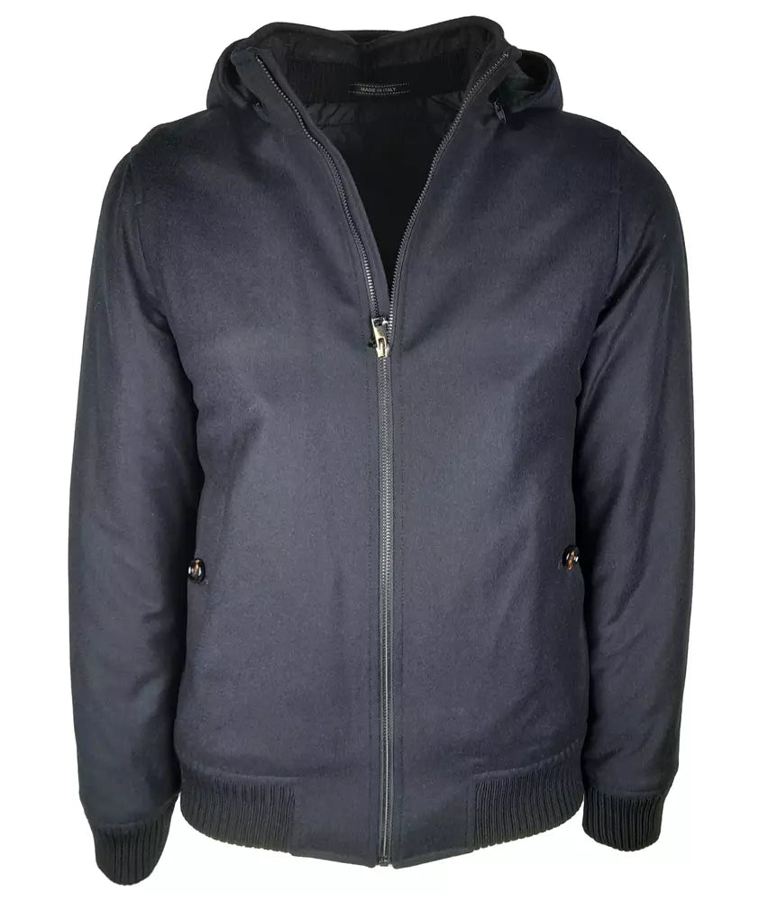 Made in Italy Elegant Wool-Cashmere Men's Jacket with Hood