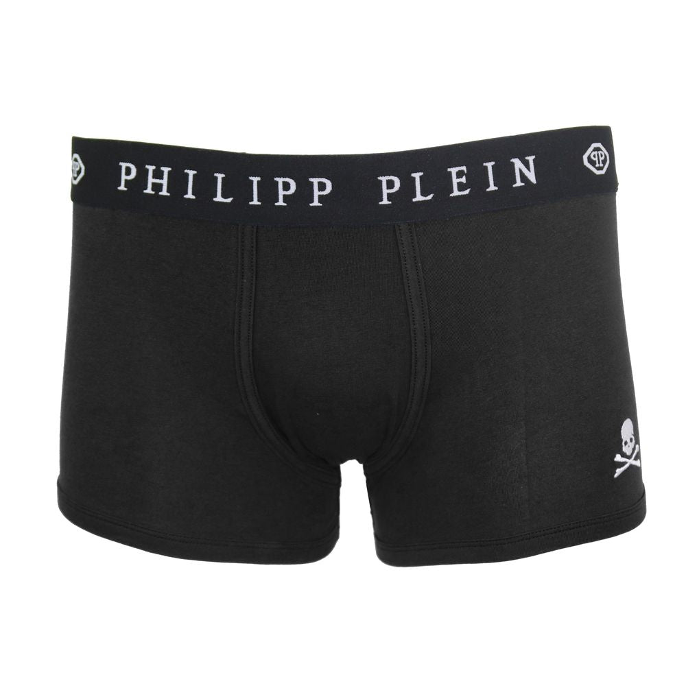 Philipp Plein Sleek Black Cotton Boxer Duo