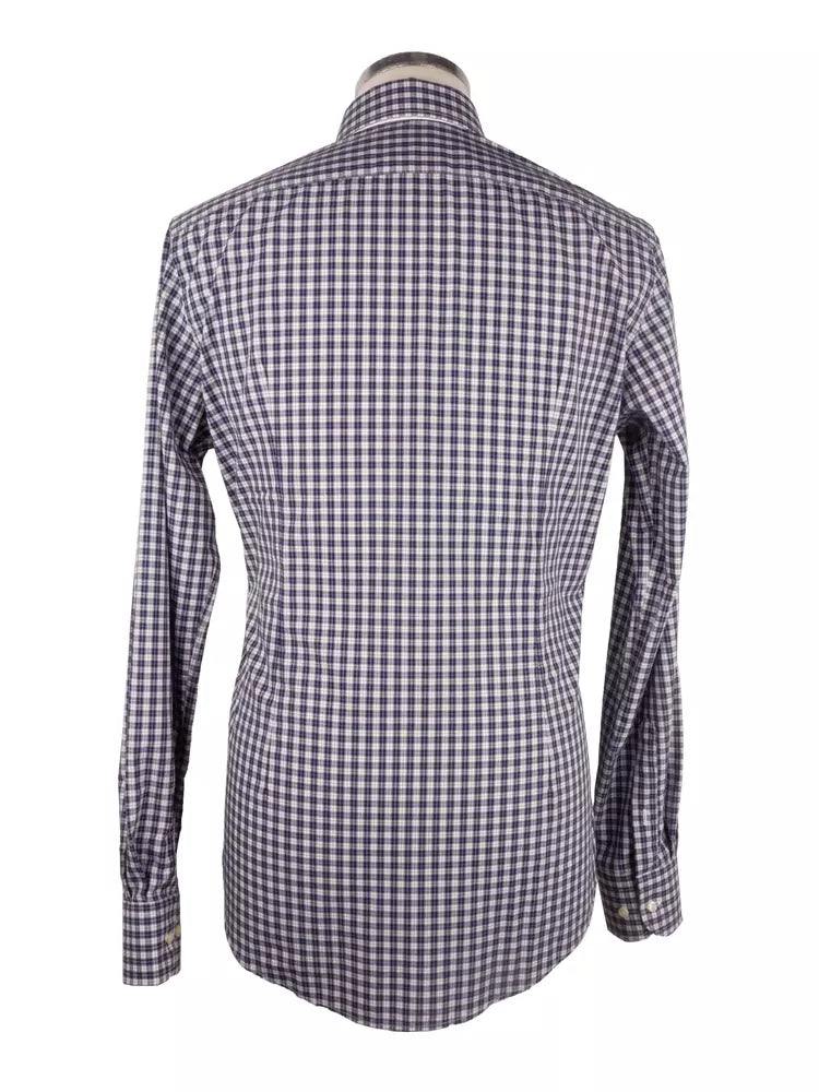 Made in Italy Elegant Milano Square-Patterned Cotton Shirt