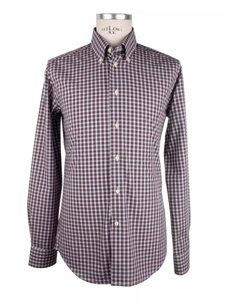 Made in Italy Elegant Red Checkered Milano Cotton Shirt